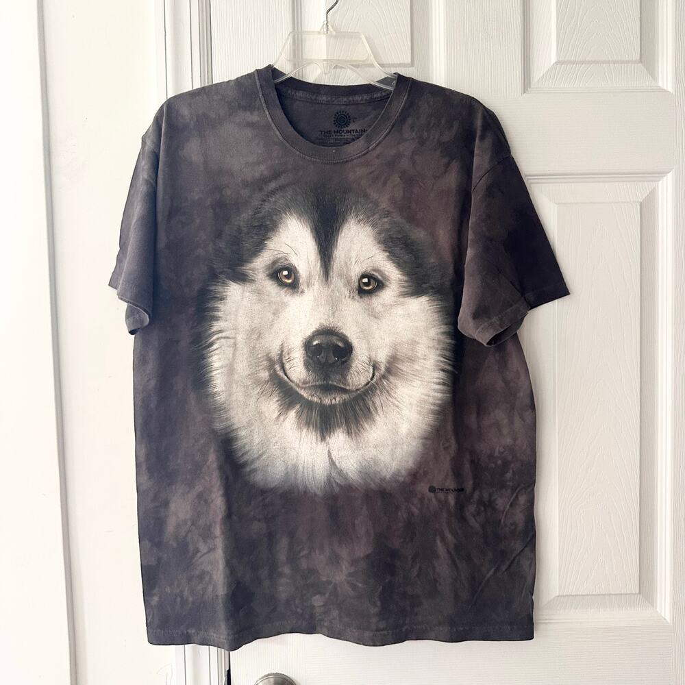 The Mountain Grey Black Alaskan Mamalute Wolf Dog Face Shirt Men Large 2013